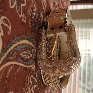 BB Simon gold rhinestones and studs belt Large